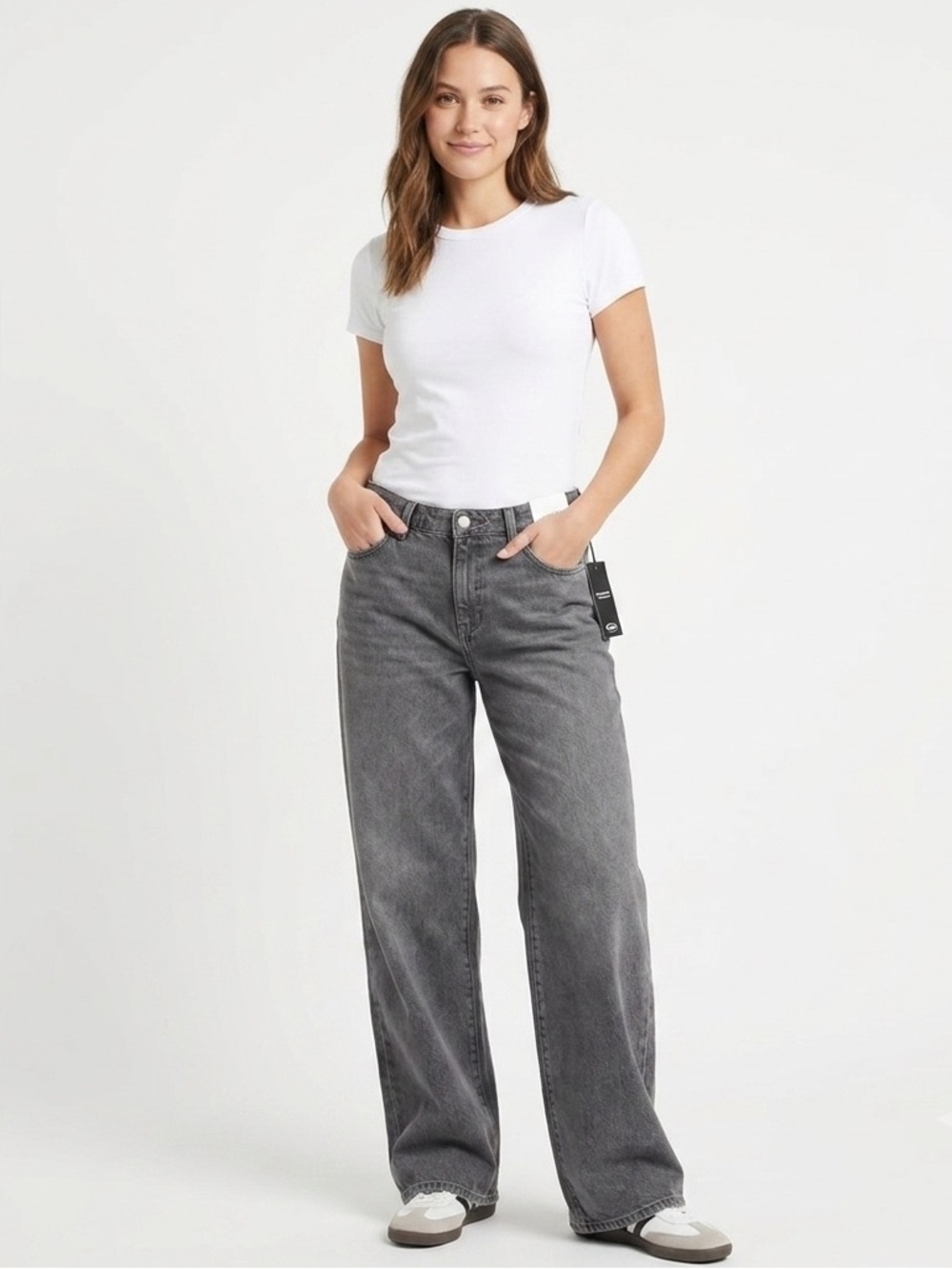 scoop low slung wide leg size 2 gray